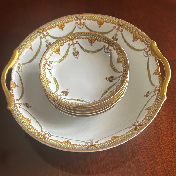 Vtg Albany by Noritake (Nippon) Round Serving Bowl with 5 Berry/Dessert … - Picture 2 of 7